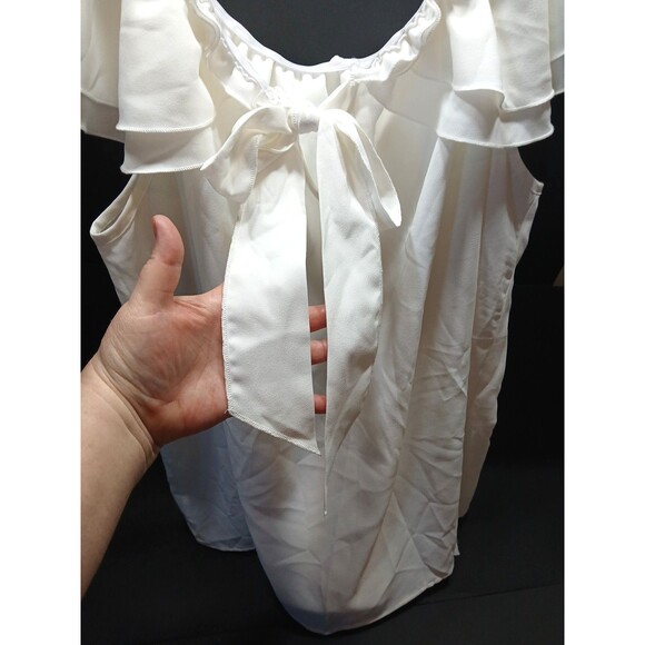 Skue Curve Womens 3XL Ruffle Off/On shoulder Bow Tie Front Creamy White Blouse - Picture 2 of 6